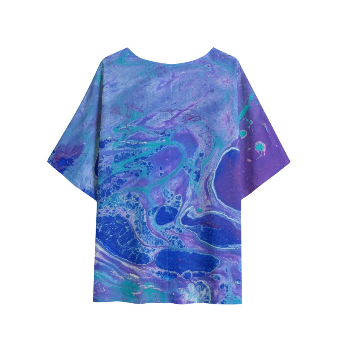 Purple 1 Print Women's T-shirt with Bat Sleeve