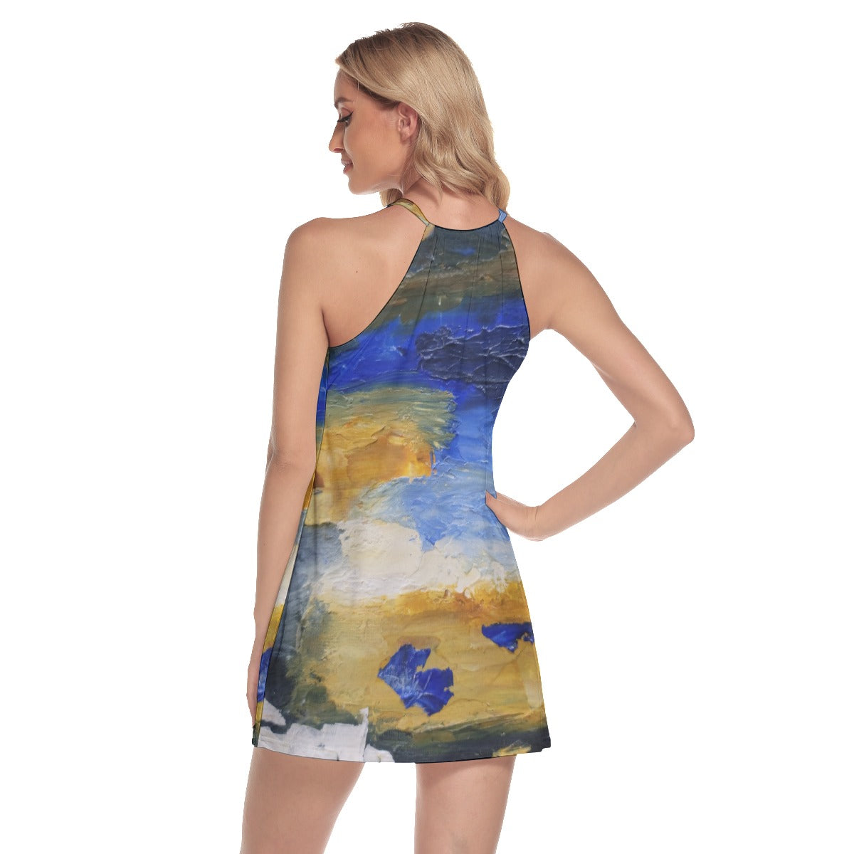 Dusk Print Women's Round Neck Above Knee Dress