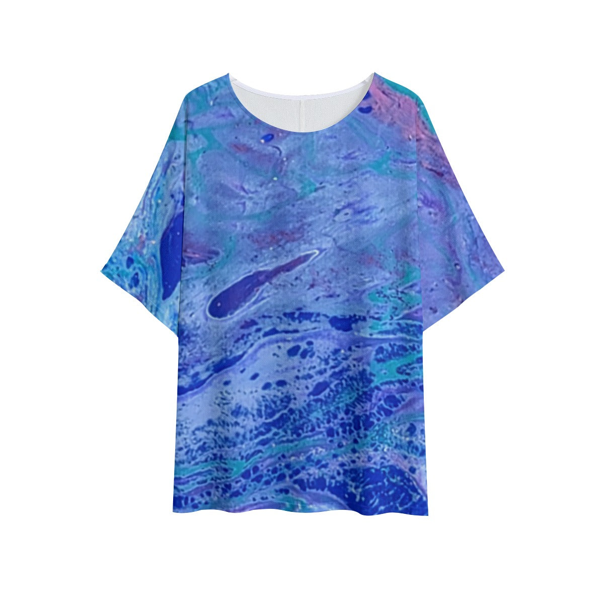 Purple 2 Print Women's T-shirt with Bat Sleeve